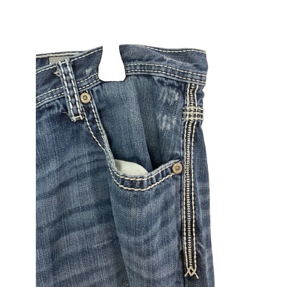 Men's BKE Tyler Jeans Straight Leg Distressed Medium Wash Blue Size 38R